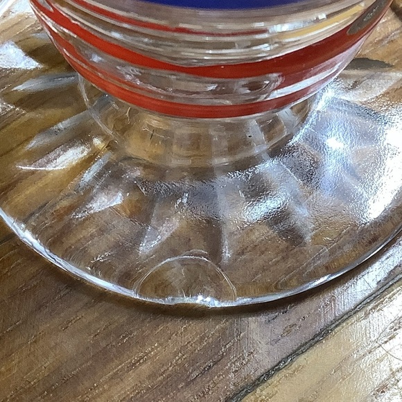 Set of Three Vintage Striped Glass Cordials and Snack Plates - Picture 11 of 11
